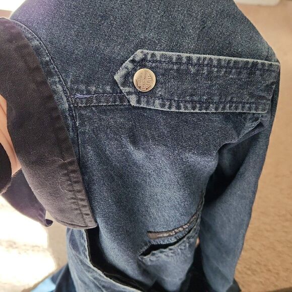 HARLEY- Davidson Denim Button Snap Front Top Size Large - Picture 7 of 7